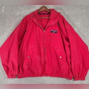 Polo Sport Ralph Lauren Vintage 1994 Hooded Red Cotton Jacket Flag Logo Men's XL